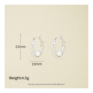חינם וידאו תמונה נישה עיצוב mobius beeline פנינה s925 כסף סטרלינג עגילי חישוק עבור בנות הסיטונאי