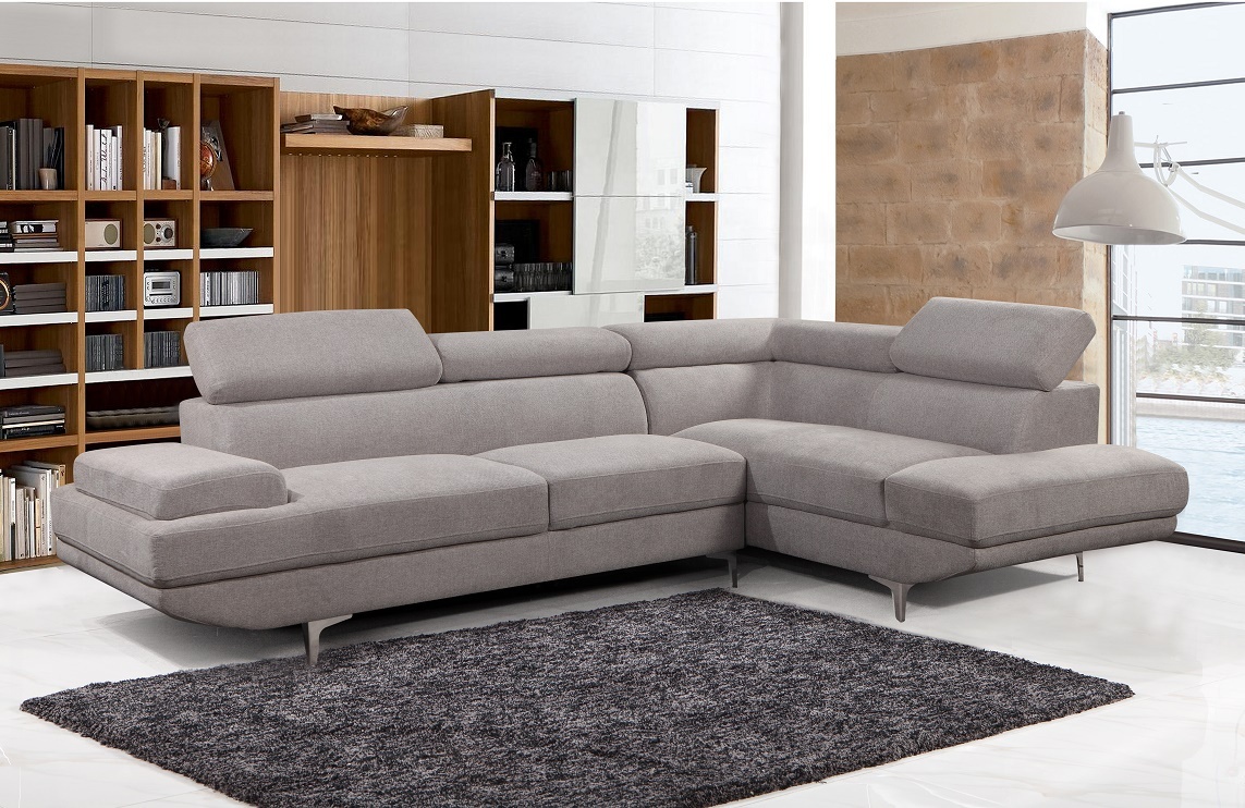 European style upholstery reclinable modern gray fabric sectional couch living room sofa set with chaise
