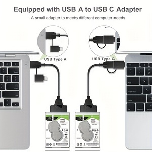 SATA至USB 3.0 + Type-C 2合1电缆，用于2.5英寸硬盘USB C至SATA数据转换器笔记本硬盘固态硬盘适配器SATA电缆 - Product Image 3