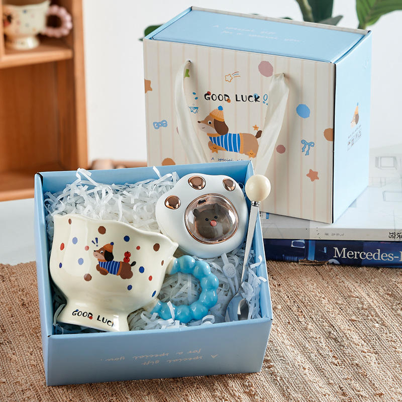 Blue Puppy Mug + Spoon + Hand Warmer