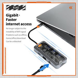 Nuovo hub usb c trasparente stile punk porta di rete Gigabit hub USB 3.0 hub 10 in 1 di tipo c - Product Image 4