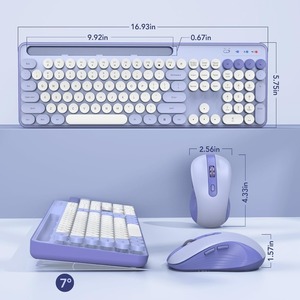Factory Sale 109 <strong>Keys</strong> Round Keycaps Silent Typewriter <strong>Keyboard</strong> with Phone Tablet <strong>Computer</strong> Colorful Wireless <strong>Keyboard</strong> and Mouse - Product Image 6
