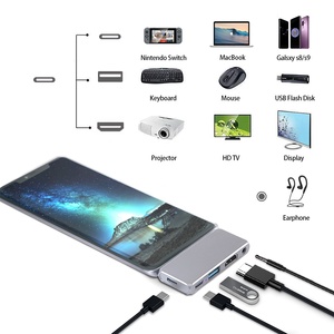 快速5合1 usb-c PD适配器闪电-快速数据传输usb-a 3.0音频麦克风端口4K @ 30Hz 60W 5gb/s Rohs认证铝 - Product Image 5