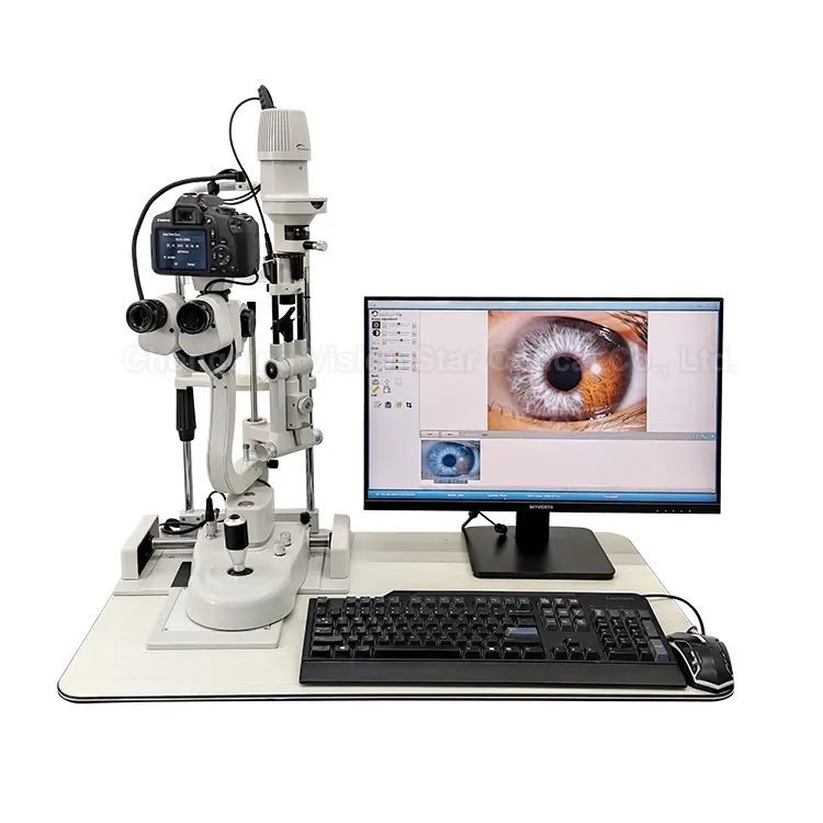 Oftalmología Lámpara de hendidura Biomicroscopía Examen ocular Equipo oftálmico óptico Microscopio de lámpara de hendidura digital con cámara