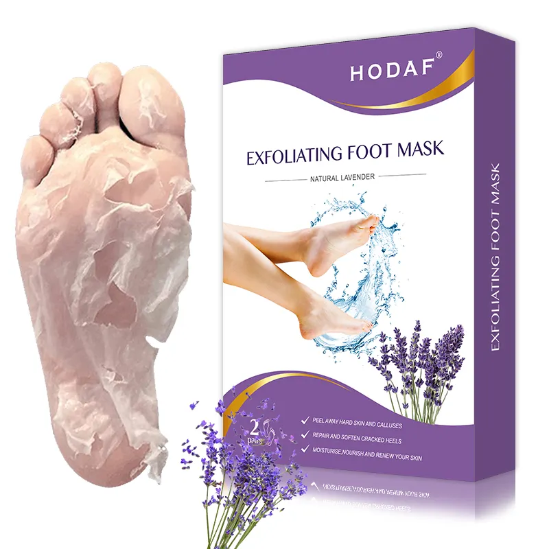 Private Label Lavender Removal Calluses Crack Heel Exfoliating Sock Foot Masking Peel For Pedicure Feet Spa Peel Foot Mask