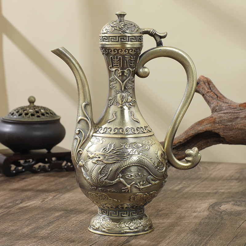 Bronze dragon phoenix single teapot