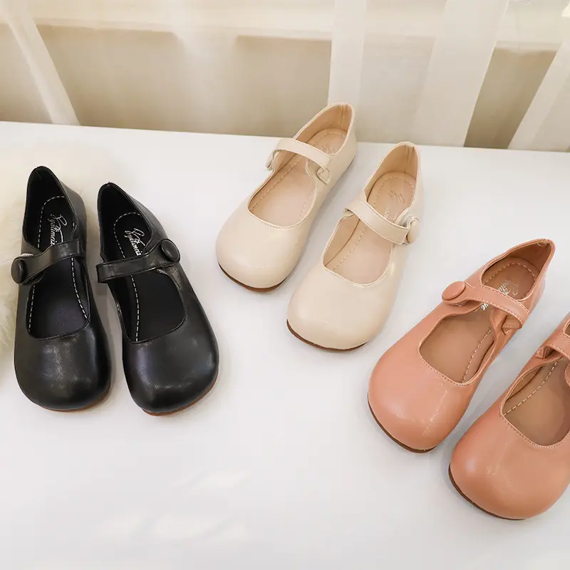 New arrival cute design wide fitting young girl close shoes women's flats school shoes