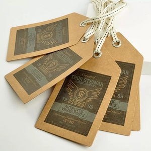 Etiqueta colgante de cartón Kraft reciclado, logotipo en relieve 3D personalizado, cordón elástico de papel, cuerda oscilante, etiquetas colgantes para ropa - Product Image 6