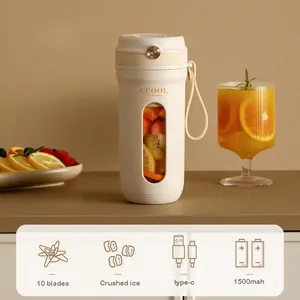 Taşınabilir sıkacağı ve Blender 10 bıçakları mikser ezilmiş buz 350ml USB tip-c Mini mikser meyve suyu şişesi Blender Blender mutfak - Product Image 2