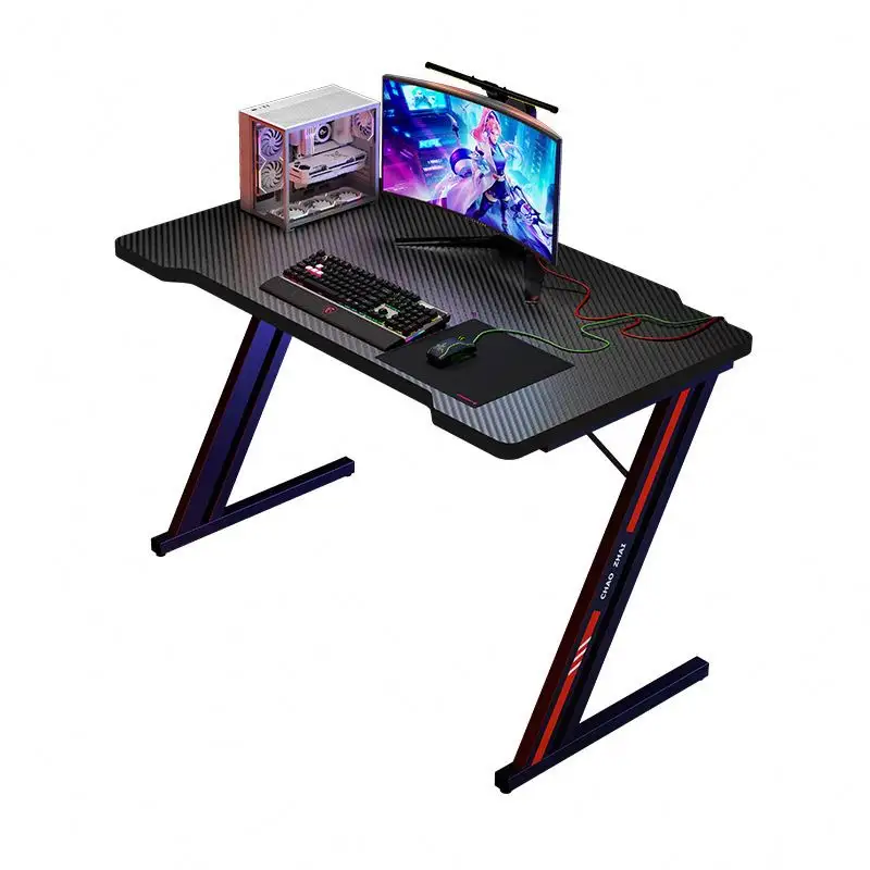โต๊ะพีซีเข้ามุมรูปตัว L ไม้เหล็กเรียบง่ายโต๊ะเล่นเกมคอมพิวเตอร์
