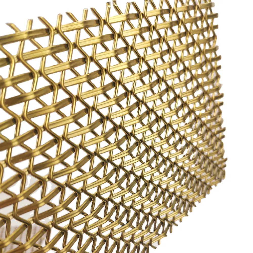 Clean And Elegant Effect Screen Partition Brass Finish Decorative Wire Mesh For Partitions