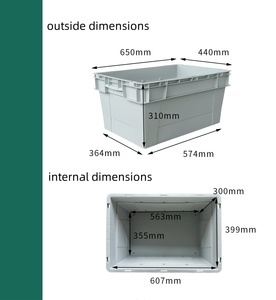 Recyclable 650x440x310mm HDPE Storage Box Solid Nestable Plastic Crate Cargo <strong>Logistics</strong> Turnover Crate Stackable <strong>Nesting</strong> Feature - Product Image 6