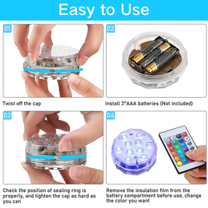OEM şarj edilebilir IP68 çok 16 renk su geçirmez sualtı yüzme havuzu akvaryum LED dalgıç ışıkları toplu uzaktan ile - Product Image 6