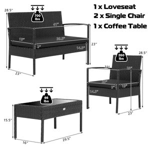 Modern açık veranda 4-Piece minderler ve cam masa ile hintkamışı mobilya seti sıcak satış basit tasarım balkon ve bahçe için - Product Image 2