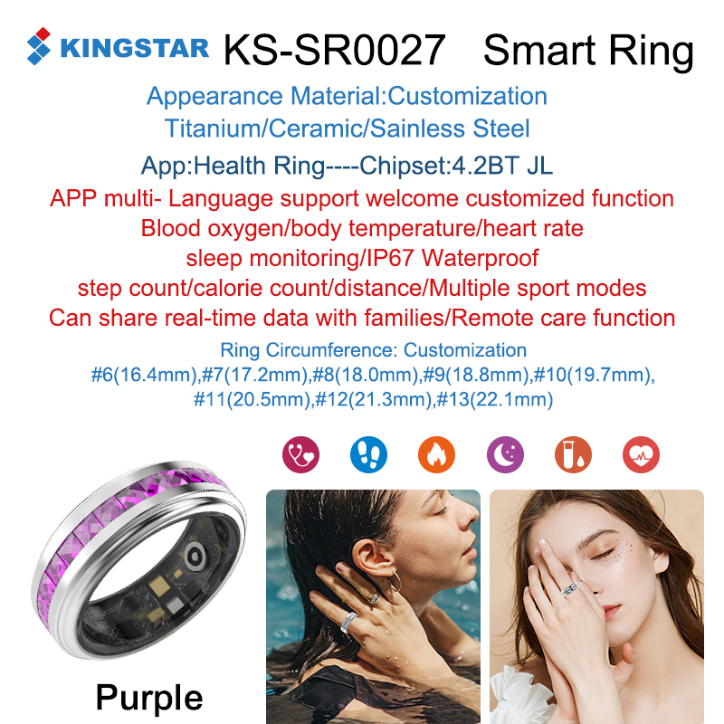 สีม่วง- Kingstar- SR0027-AI สุขภาพ-การนอนหลับ-ฟิตเนส-แหวนอัจฉริยะ