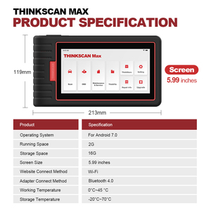 认为汽车Thinkscan Max 2 Obdii诊断汽车设备扫描仪代码读取致动测试特殊功能汽车维修工具 - Product Image 6