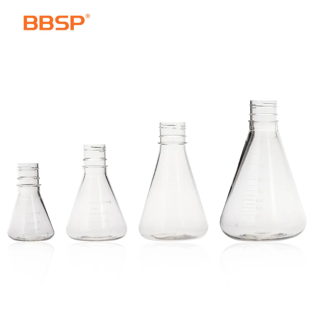 125mL 250mL 500mL and 1000mL Lab Vented Plastic Conical / Erlenmeyer / Titration Flask with Wide Flat Bottoms