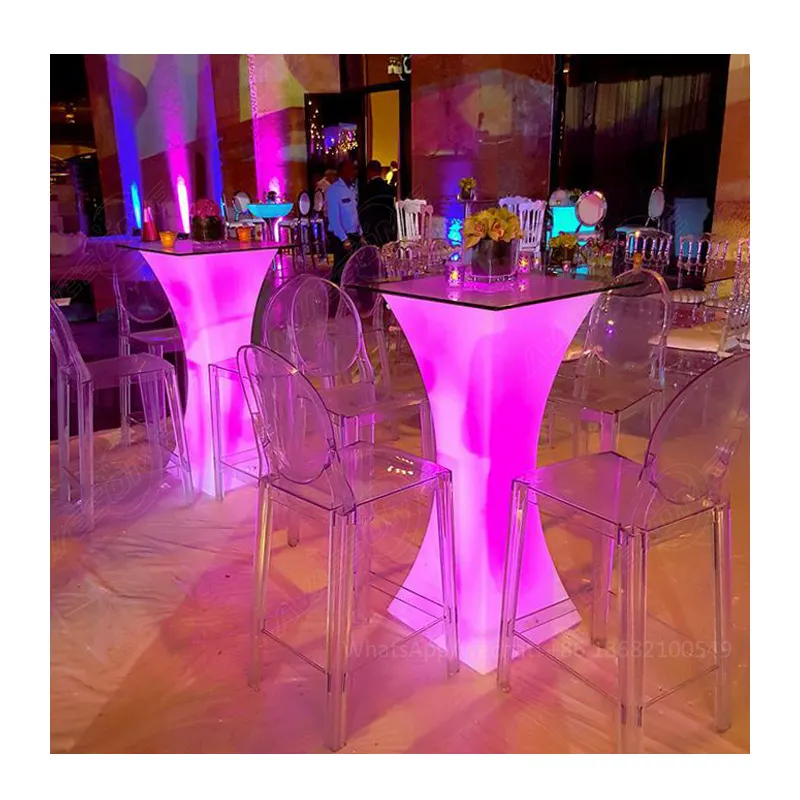 Mesa de cóctel de barra alta con luz Led, para boda