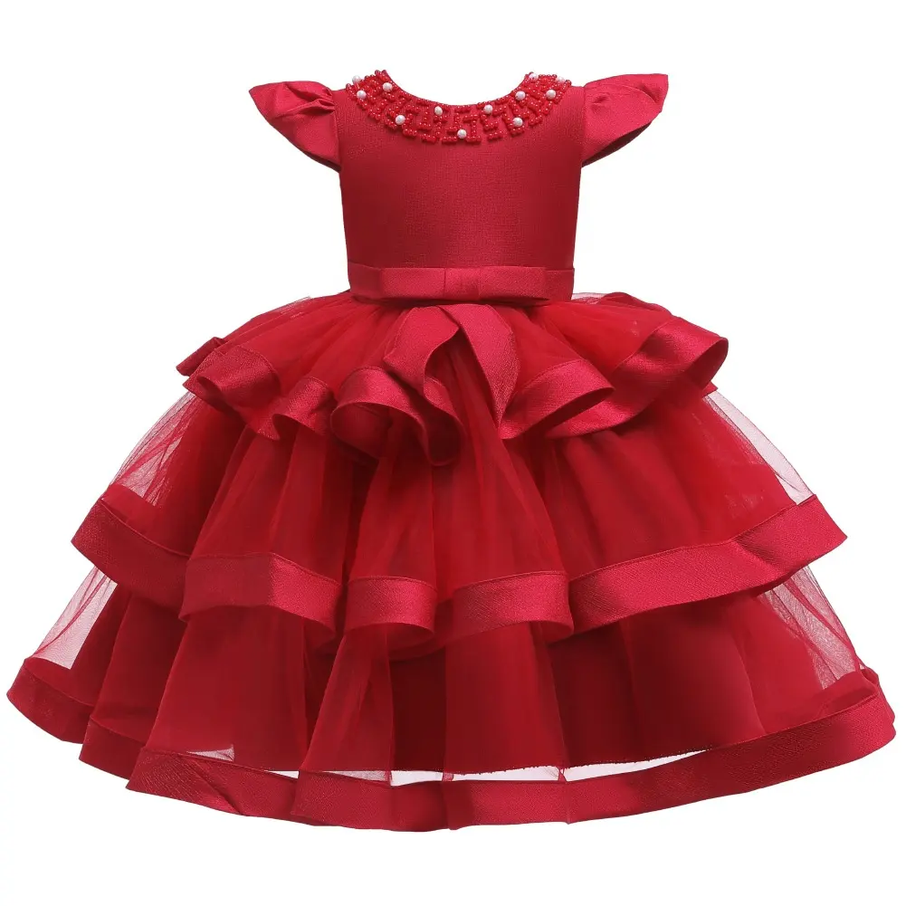 Robe de mariée manches courtes pour enfants, tenue tutu de fête anniversaire pour bébés, vêtements style européen, nouvelle collection 2020