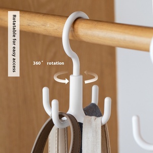 Colgador de gancho múltiple giratorio de 360 grados de un solo nivel, gancho de armario de plástico de 4 ganchos, colgador multifuncional giratorio - Product Image 3