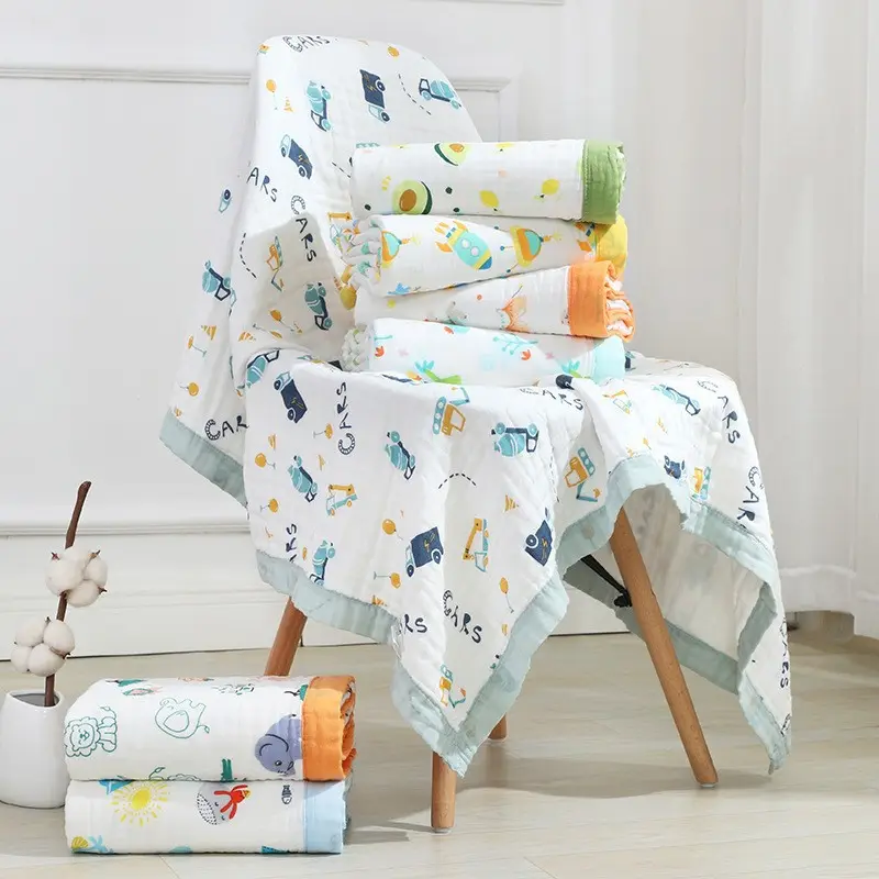 Couverture d'emmaillotage pour bébé en mousseline de bambou ou coton à imprimé uni à 4 couches, vente d'usine