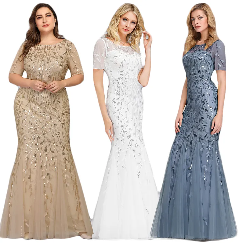 Vestidos de talla grande para mujer, vestido de fiesta de dama de honor, ropa de Madre de la Novia, Vestidos de Noche elegantes con lentejuelas