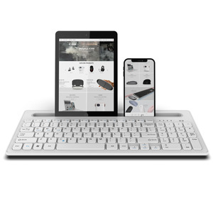 BT8022XR Multi-device Rechargeable BT 5.0 Cordless Ultra Thin <strong>Keyboard</strong> Scissors Keycap , for Desktop ,Tablet Mobile Holder - Product Image 1
