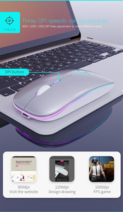Multicolor mini sottile logo personalizzato mouse senza fili ricaricabile per il computer portatile del computer - Product Image 3