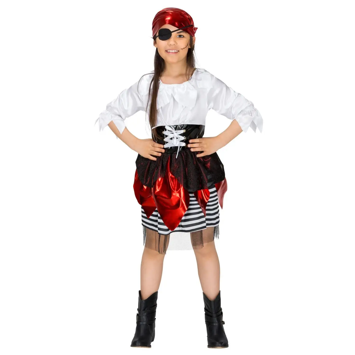 Déguisement de fête d'halloween Costume de Pirate imprimé robes élastiques robe de Pirate pour filles