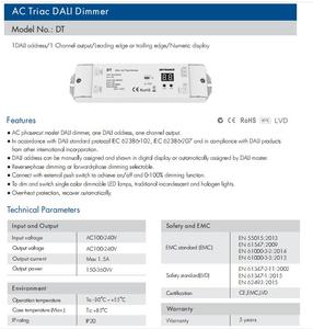 Skydance DT 100V-240VAC DALI AC Triac диммер 1-канальный 150W-360W цифровой дисплей Push Dim DALI-2 светодиодный контроллер полосы - Product Image 6