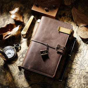 Retro Custom <strong>Printing</strong> Genuine Leather Journal <strong>Elastic</strong> Band Hardcover Real Cowhide Durable Idea <strong>Notebook</strong> Agenda Planner Logbook - Product Image 5