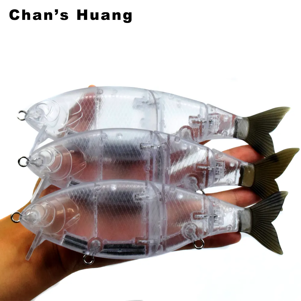 Chan's Huang 7 pollici 60g esca sveglia vuota non verniciata esche da pesca snodate Swimbait coda morbida galleggiante esca bassa per attrezzatura da pesca fai da te