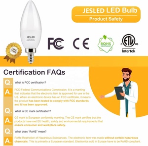 JEDLED E12 LED Candelabra Light <strong>Bulbs</strong> 60 Watt Equivalent 3000K Warm White Chandelier <strong>Type</strong> <strong>B</strong> Light <strong>Bulb</strong> for Ceiling Fan 5W6W ETL - Product Image 3