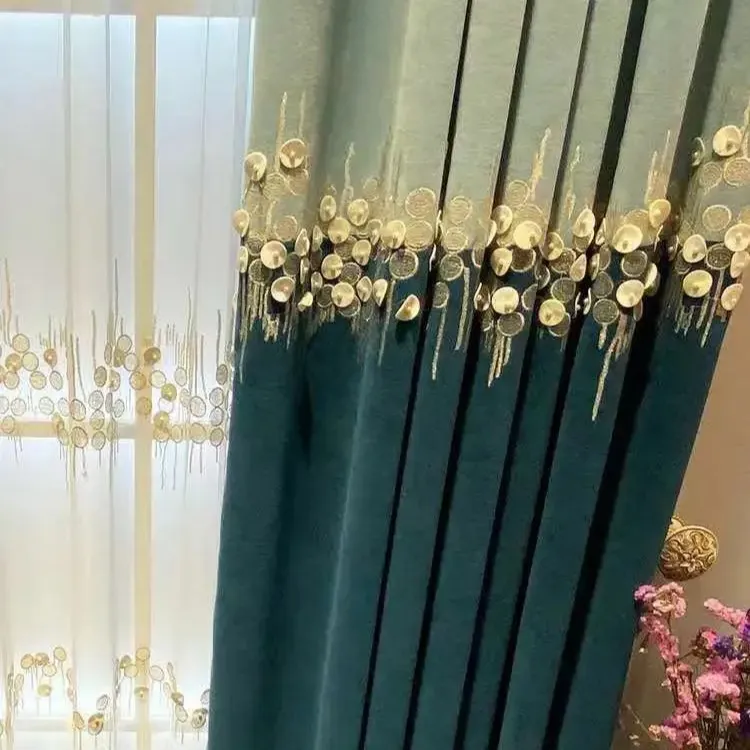 Rideaux transparents brodés de luxe européen chambre à coucher salon balcon 3D rideaux occultants jacquard à fleurs