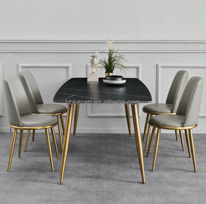 Vàng hiện đại kim loại MDF gỗ sang trọng bàn ăn đặt với 6 Ghế Nhà Hàng đồ nội thất cho bữa ăn tối - Product Image 6