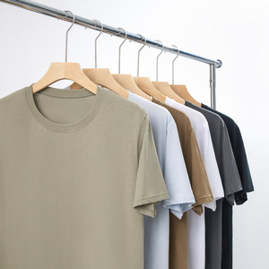 Kaus pria rajut kerah bulat 100% katun, T-Shirt motif reguler, cepat kering uniseks layar - Product Image 6