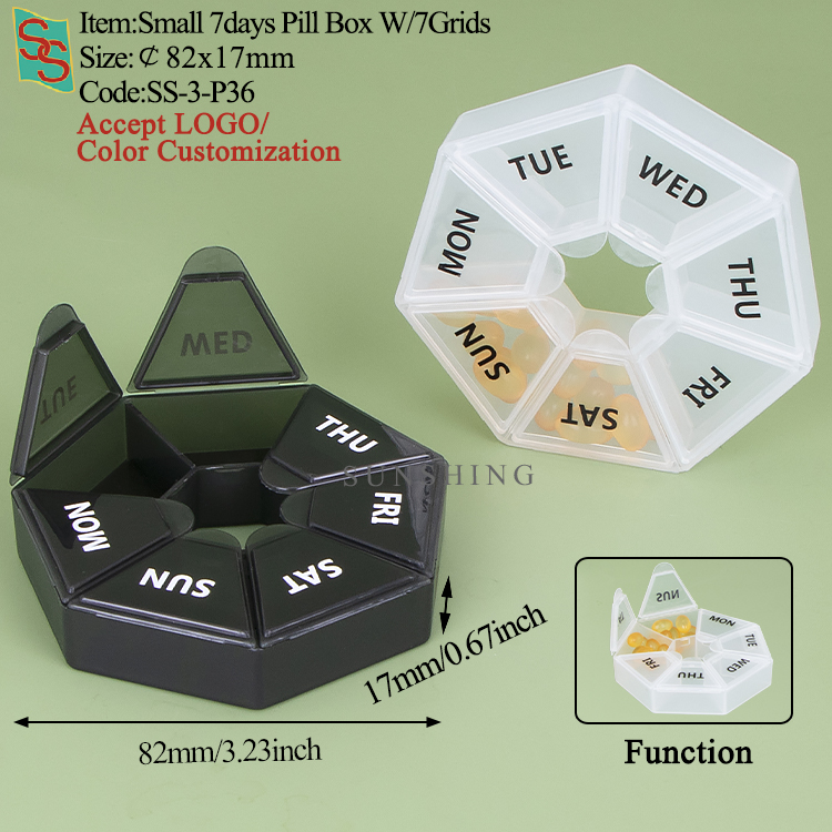P36 Small 7days Pill Box W/7Grids