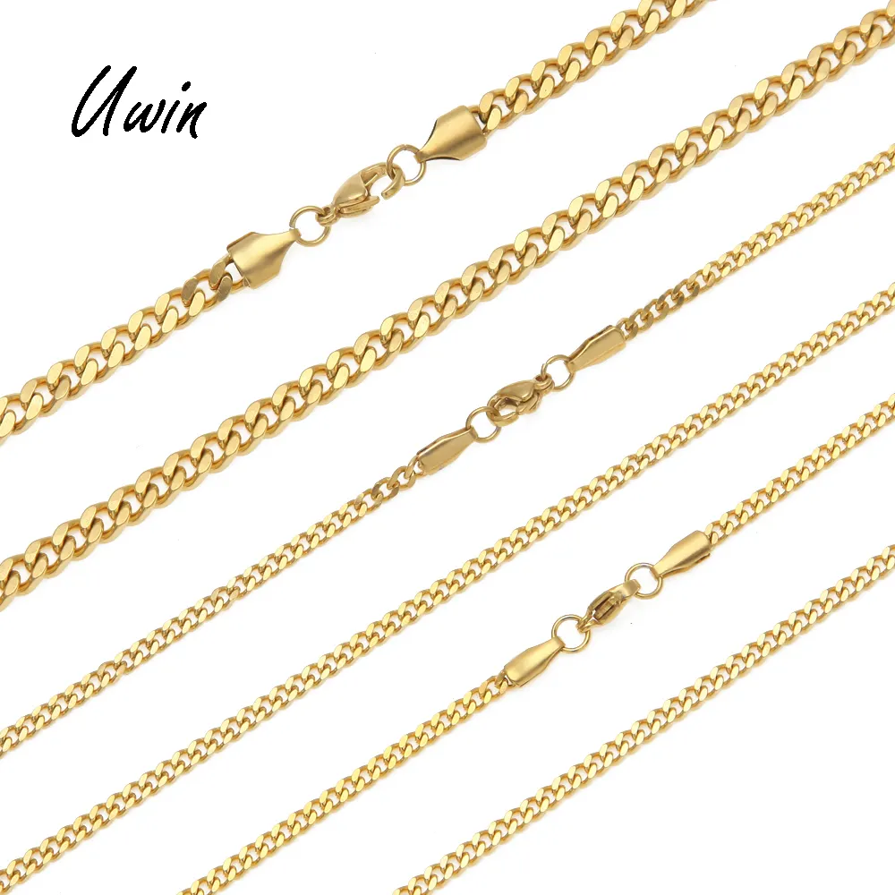 High Quality Stainless Steel Cuban Link Chain 22K Gold Plated Miami Chain Rappers Man Women Necklace