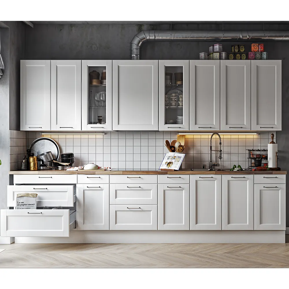 Kejia — ensemble d'armoires de cuisine en bois massif, meubles de fabricant, accessoires de cuisine blancs