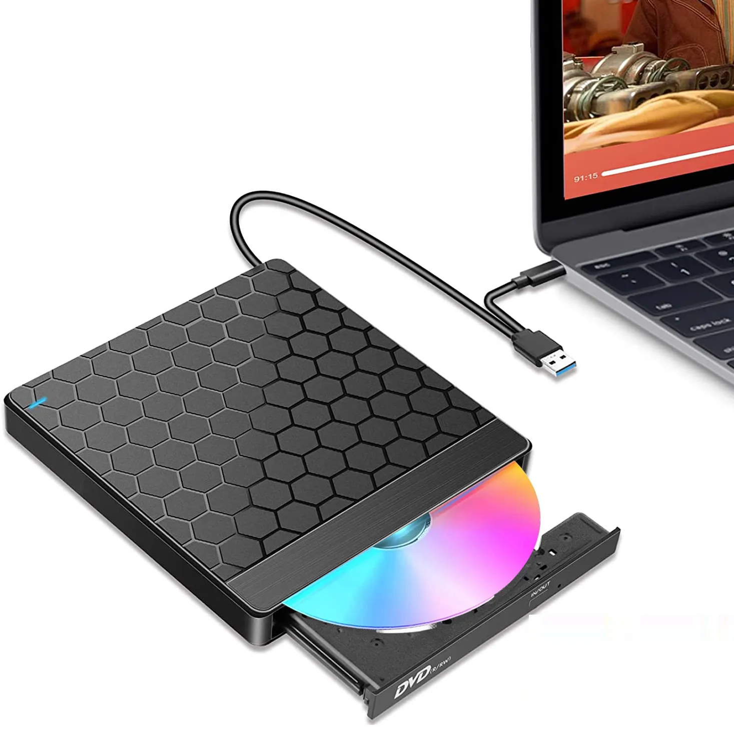 Nouveau graveur de CD USB 3.0 avec 4 ports USB et 2 emplacements pour carte TF/SD pour ordinateur portable Mac PC Windows 11/10 Linux OS usb externe dvd rw drive