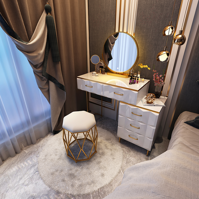 Table commode + armoire + miroir + tabouret de nid