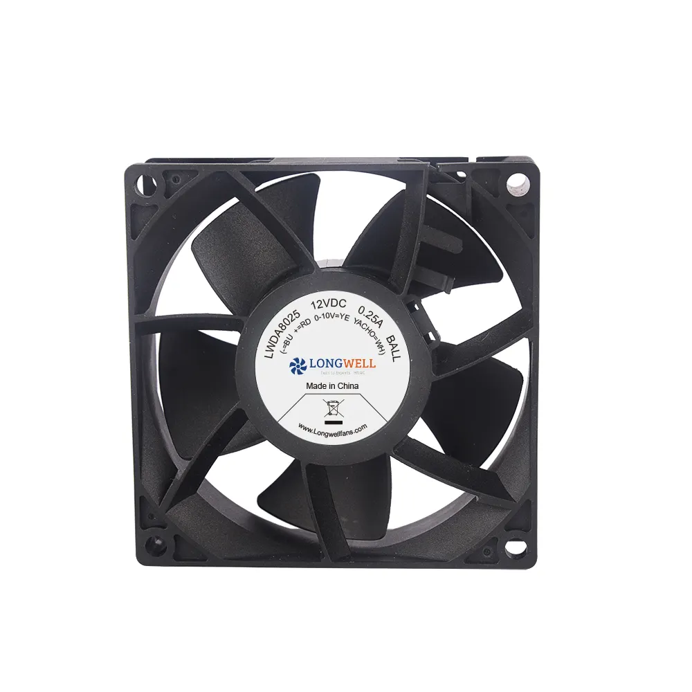 80x80x25mm 3000RPM - 10000 RPM ventilateurs de refroidissement électrique sans balais dc ventilateur de refroidissement à air pour l'industrie, l'automobile, le serveur, la vidéosurveillance