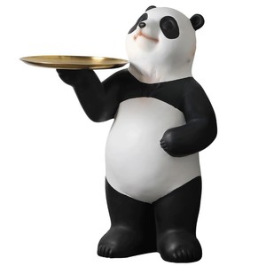 Panda enfeites de escultura, bandeja de resina para decoração de escultura em sala de estar, armazenamento de casa, panda