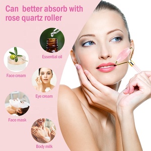 Özel etiket güzellik, Anti Aging küçük ametist germanyum masaj için gül kuvars pembe Jade rulo yüz - Product Image 5
