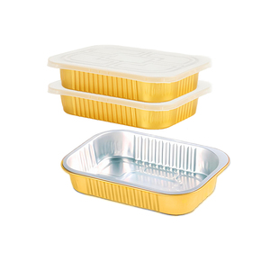 OEM Logo Disposable Gold Aluminium Foil <strong>Containers</strong> <strong>with</strong> <strong>Lids</strong> Take Out <strong>Rectangular</strong> Boxss tin boxes supplier - Product Image 3