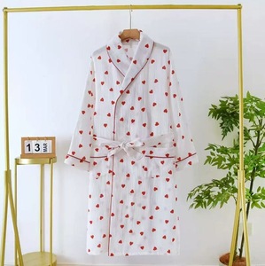 Cotton Womens Pajamas 2 Piece Pajama Set Heart Print Long Sleeves Button Down Lapel Shirt Long Pants <strong>Matching</strong> Set Loungewear <strong>OEM</strong>