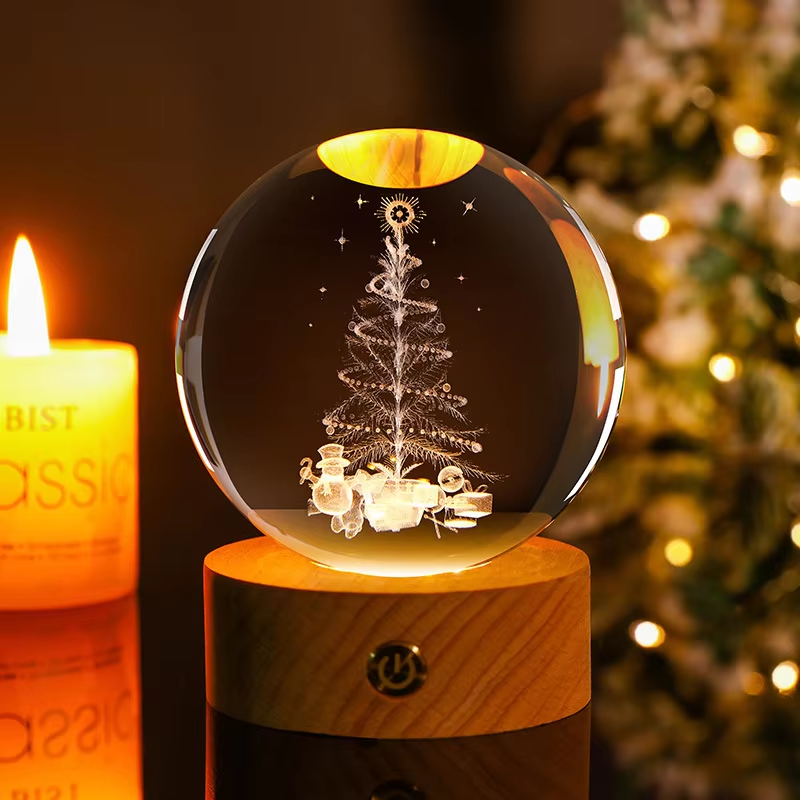 Base in legno + cristallo Design albero di natale