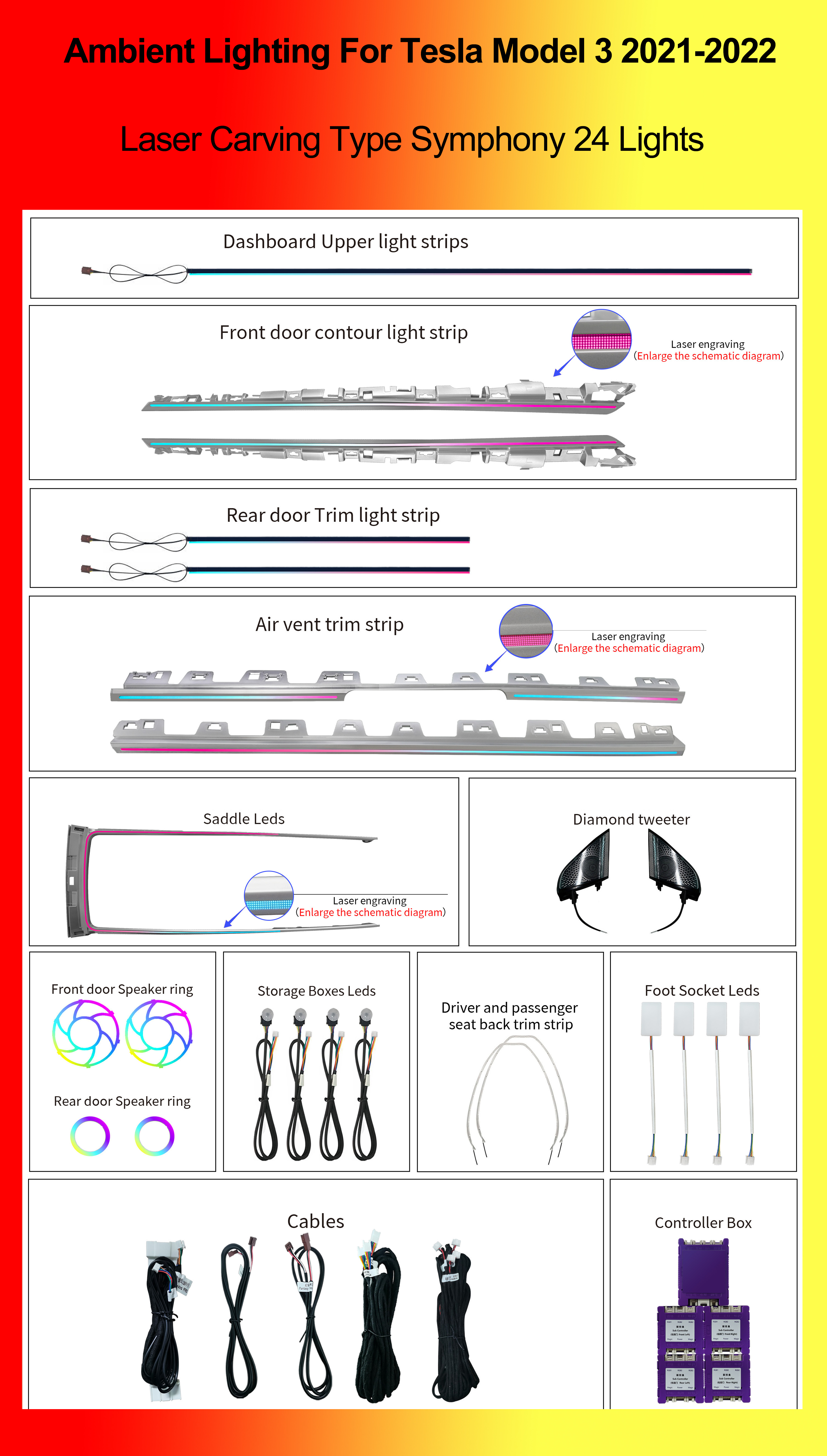 Sinfonía de 24 Luces con Grabado Láser
