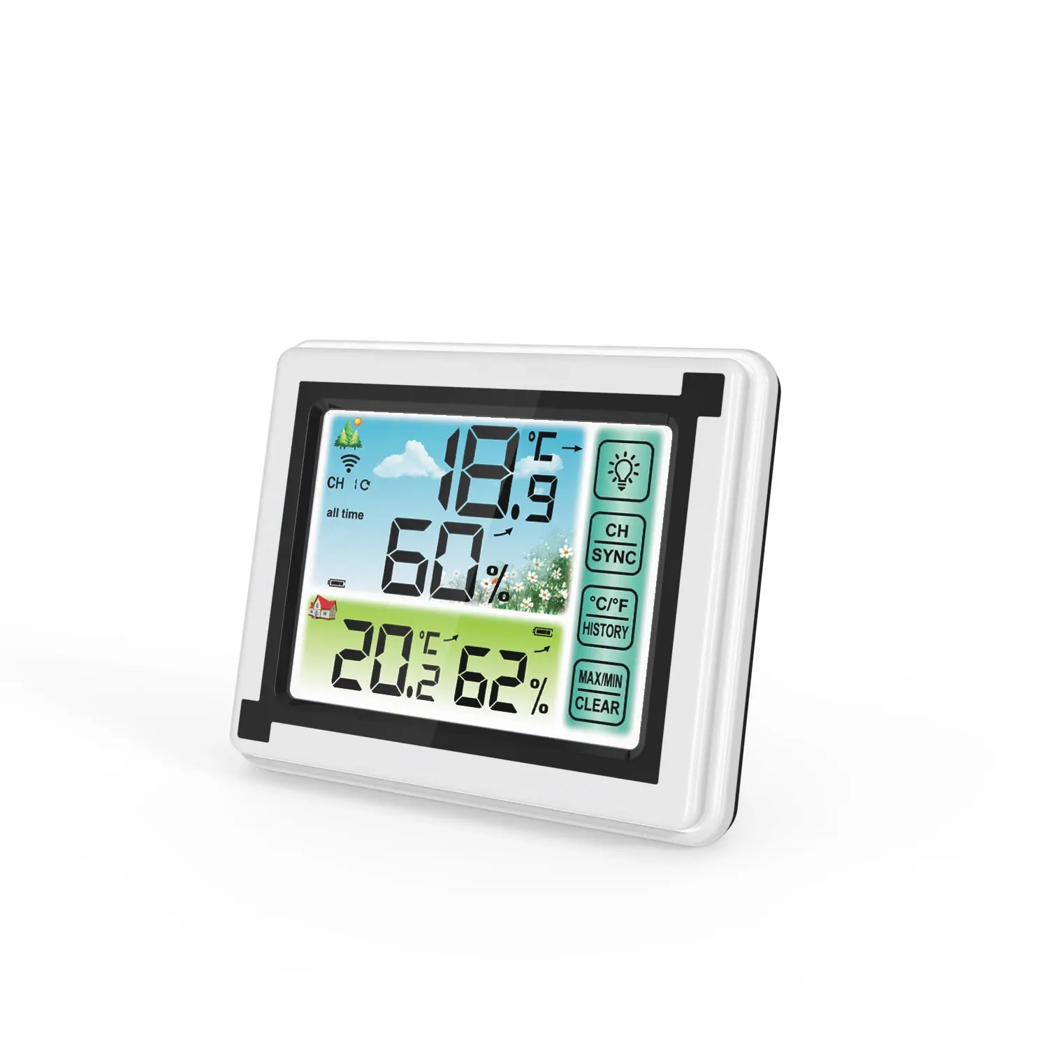 デジタル気象台ワイヤレス屋内屋外湿度計温度計リモートトランスミッター付き天気予報