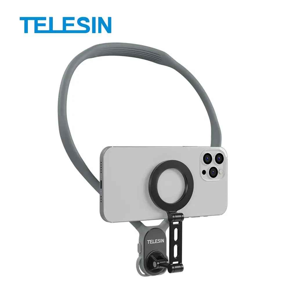 TELESIN新しいアップグレードMNM002MAXスマートフォン用アクセサリー怠惰なvlogビデオ録画シリコン携帯電話磁気ネックホルダー